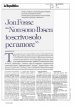 Intervista a Jon Fosse - La Repubblica 06-09-2016